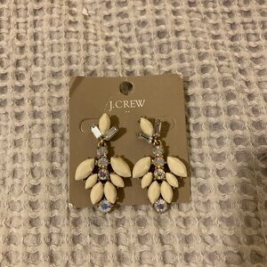 J. Crew Ivory and Silver Leaf Earrings